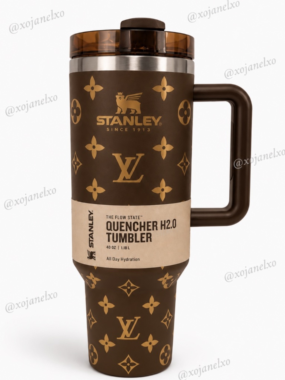 Stanley Chocolate Brown and Gold Quencher Tumbler with Handle NEW